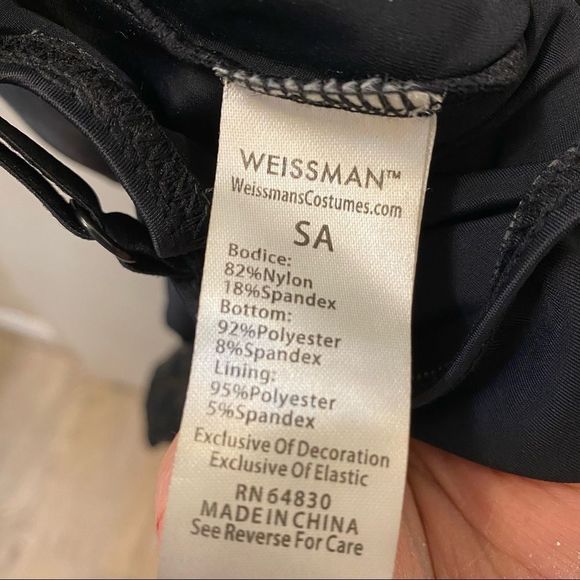 WEISSMAN Dance jazz Costume black sequin biketard CONFIDENT 10349 SA Adult -S - Picture 9 of 13